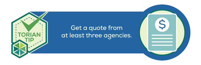 Blue box with a Torian Tip that says to get a quote from at least 3 insurance agencies