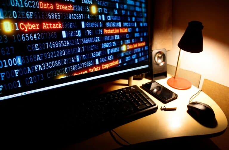 personal cyber and fraud insurance concept computer on a desk