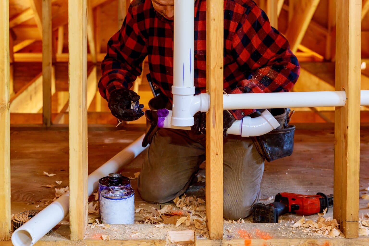 Applying plumber pipe drain and vent plumbing system plumber insurance concept