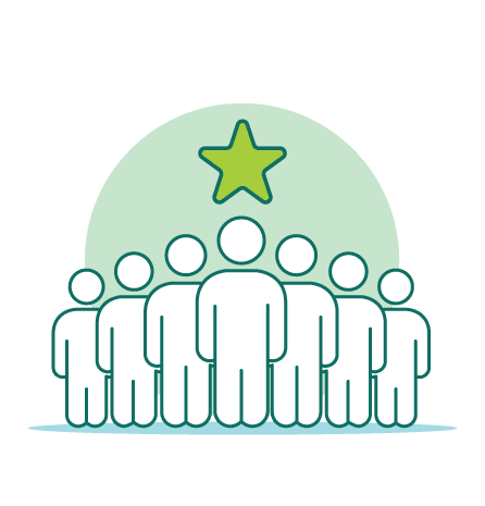 Illustration of a key person amongst a team of employees