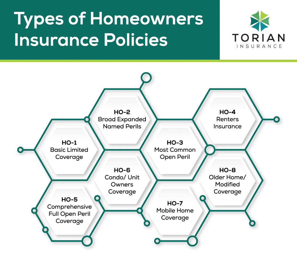 Types of homeowners insurance policies outlined in detailed infographic.