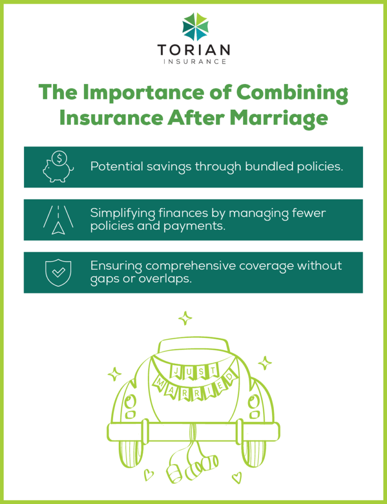 Combining insurance after marriage offers savings and simplifies policy management.