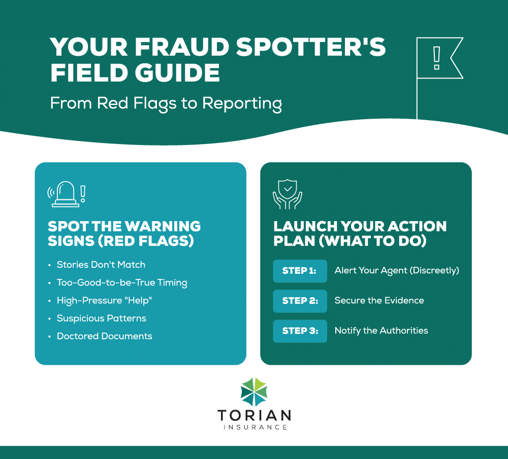 Fraud prevention guide detailing warning signs and reporting steps for consumers.