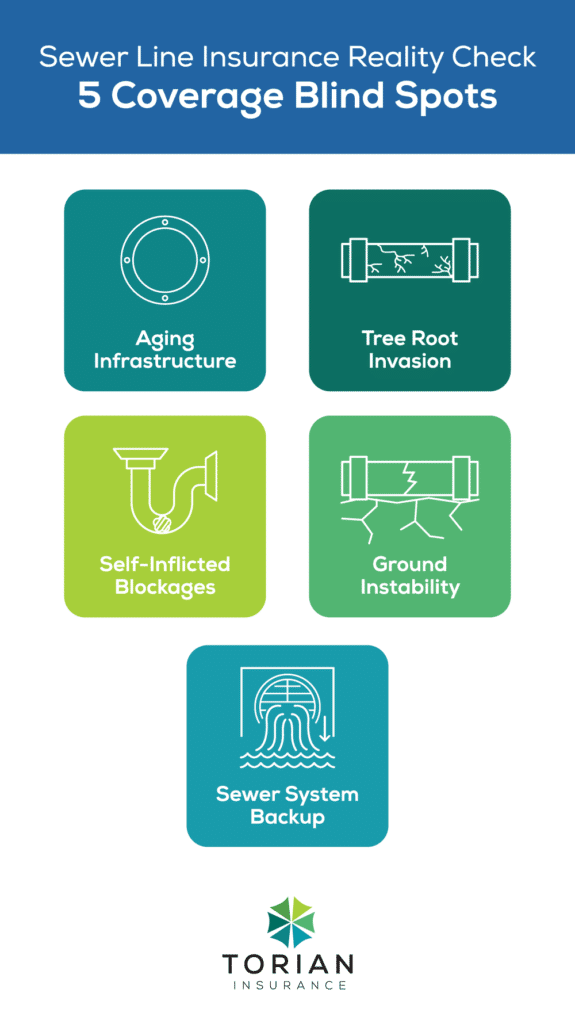 Sewer line insurance: Discover five critical coverage blind spots to protect your home.
