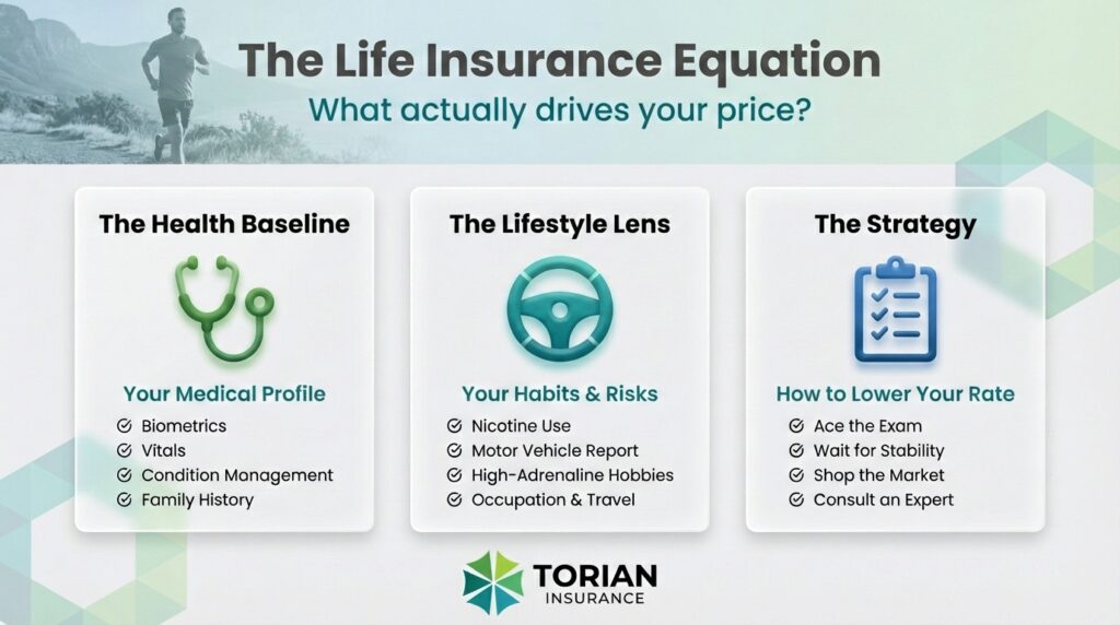 Life insurance factors: health, lifestyle, and strategies to lower your insurance rate.