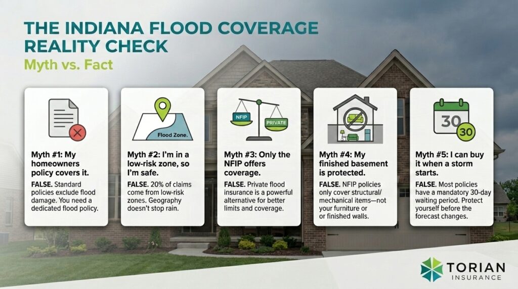 Indiana flood insurance myths and facts for homeowners explained clearly.