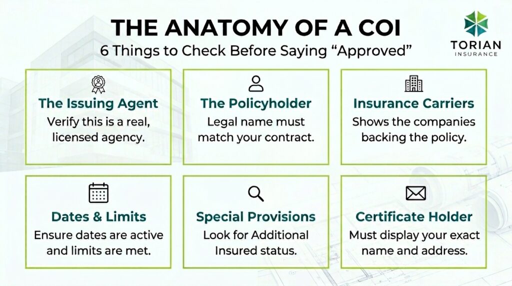 Guide to understanding a Certificate of Insurance and its key components.
