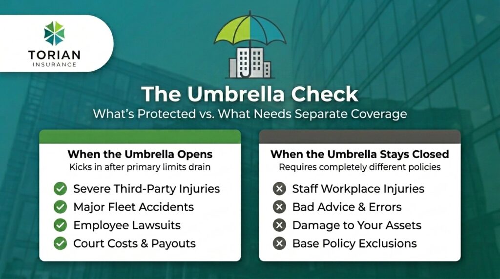 Guide to commercial umbrella insurance coverage and exclusions for businesses.