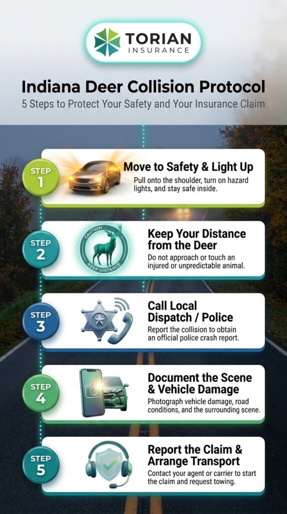 Indiana deer collision protocol: Steps for dealing with accidents, insurance, and safety.